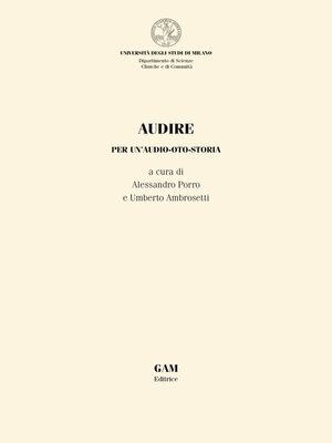 cover image of Audire. Per un'audio-oto-storia